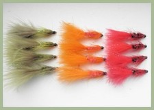 Tungsten Bead Tadpole Flies, 12 Pack, Orange Olive & Red, Size 10, Fly Fishing