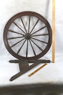 antique spinning wheel parts treadle and 22 in wheel 19th c original late 1800