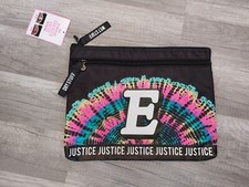 NWT Justice Girls Tye Dye Bikini Wet/Dry Bag color changing Initial E 13A