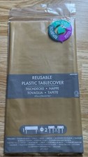 LARGE Gold Plastic TABLE CLOTH COVER 137cm x 274cm  Wipe Clean