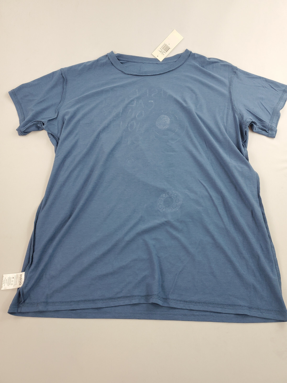 DUBGEE by WHOOPI women t-shirt tee 9006-C cobalt blue modal cotton sz L $98