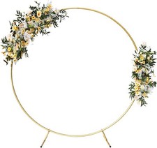 2M Round Hoop Balloon Arch Backdrop Flower Gold Display Stand Frame Wedding New