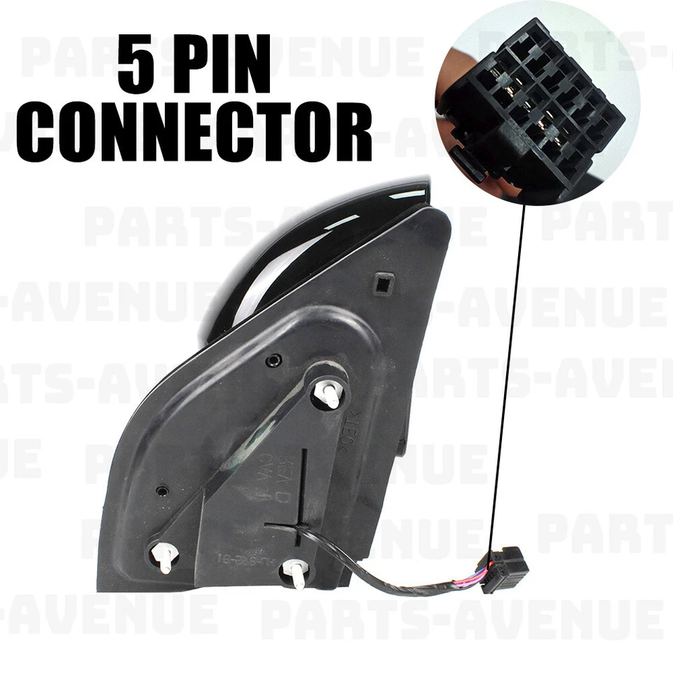 Conjunto de espejo retrovisor pintado negro de 5 pines para Jeep Compass 2007-2016 pasajero derecho Foto 4 de 4