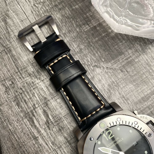 Per Officine Panerai Luminor Marina 24mm Nero Olio Pelle Cinturino per  Orologio | eBay