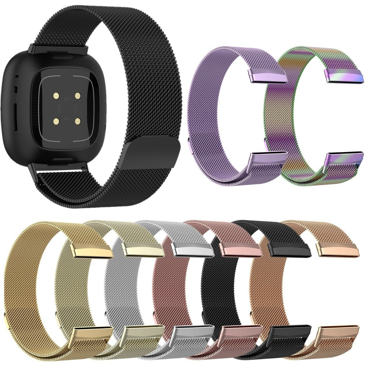 For Fitbit Versa 3/ Versa Sense Replacement Metal Milanese Strap