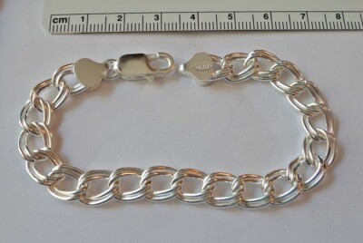 7.25'' Sterling Silver 15g Double 8mm Link Soldered ends Charm Bracelet