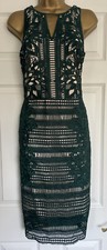 COAST GREEN FLORAL CROCHET PENCIL OCCASION DRESS UK 12 WEDDING EVENING