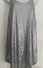Zara Collection Silver Sequins Dress Or Long Top Party Dinner Club L
