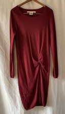 Max Studio Burgundy  Long Sleeve Stretch Sheath Sweater Knit Dress Sz L