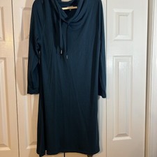T by Talbots Women's Size Large Jade Green Cowl Neck Long Sleeve Dress Pullover