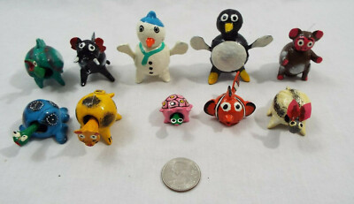  Lot of 10 Assorted Bobble Head Various Animals Dragon Monkey Frog Cat Elephant 