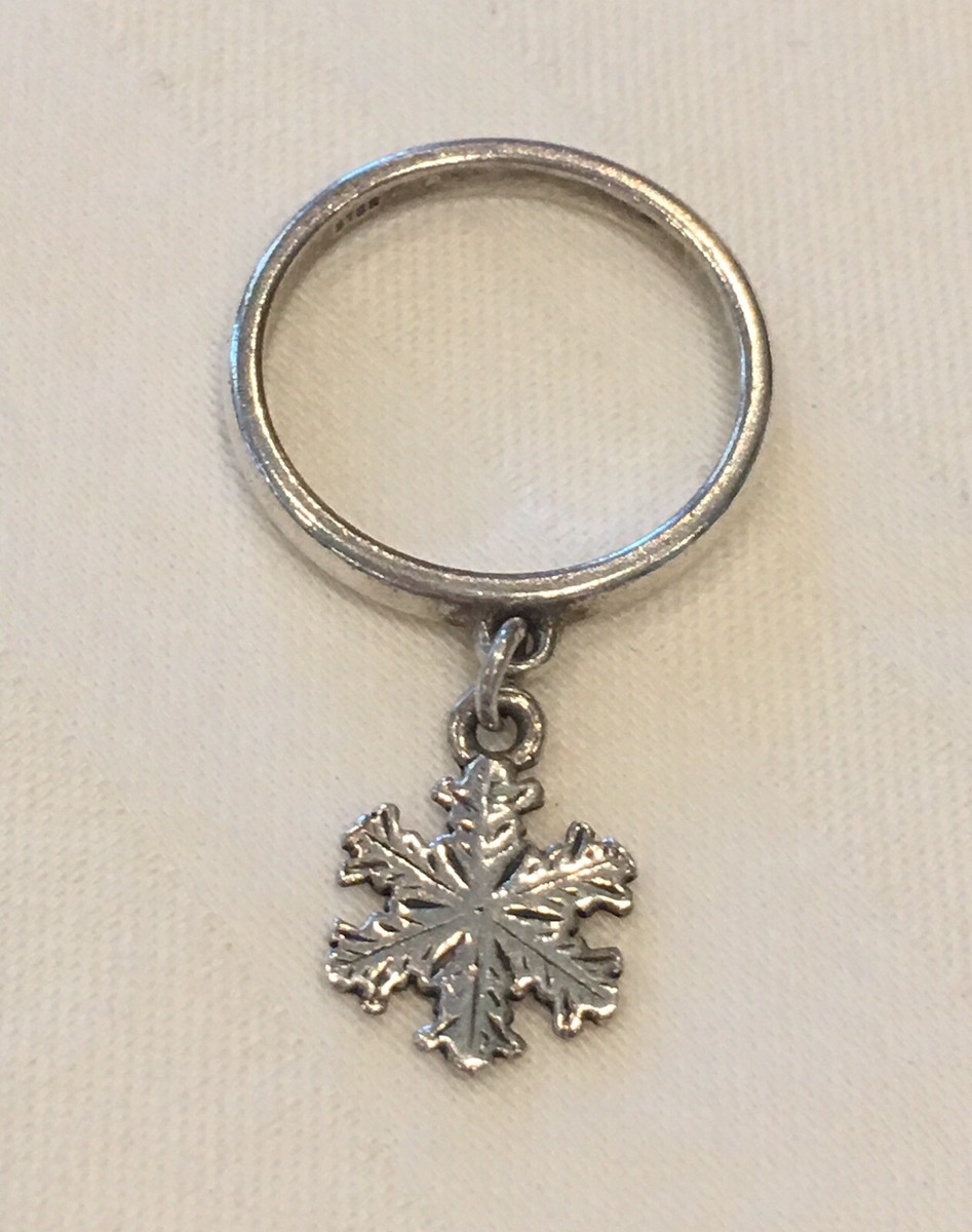 RETIRED VINTAGE JAMES AVERY SNOWFLAKE DANGLE RING STERLING SILVER SZ 1/2 