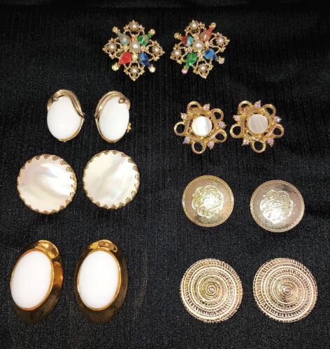 Lot of Six Pairs Vintage Goldtone &  Clip-On Earri