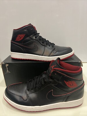 Jordan Ones size 10 men\'s black red and white 554724-028 Jordan 1 Mid  main image 4