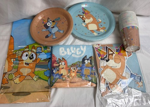 Bluey Party Supply Decorations Set Plates Cups etc 16 two 80 Pic for16 Guest