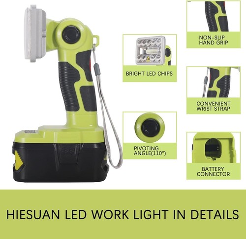 1000LM Jobsite Light Powered by 18V Max Li-ion Battery 9W Cordless Work Light US - Picture 5 of 11