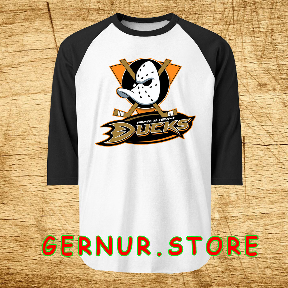 T-shirt Mighty Ducks Anaheim Homme, Manches 3/4, Noir Et Blanc, Taille S à 2XL