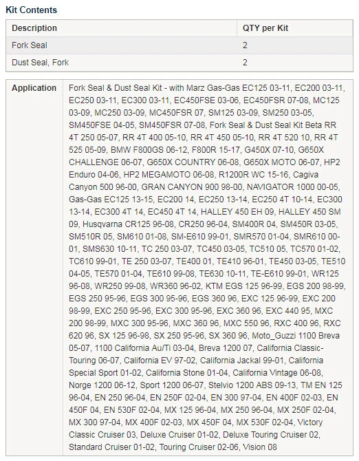 Kit de sellado de aceite y polvo para horquilla TM MX 530F 2002-2004 45x58 Foto 4 de 4