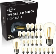 E26 LED Light Bulbs 2W S14 Clear Globe Edison Bulb for String Lights Replacement