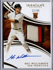 2016 Immaculate Collection Baseball Mac Williamson ROOKIE JERSEY AUTO GIANTS /99