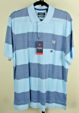 Chaps Men's Natural Stretch Blue Striped Polo Shirt Size Large NWT