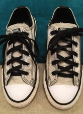 Converse All Star Chuck Taylor silver sparkly Low Sneakers youth girls size 1