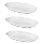 Harfield Deep Oval Plates Pk of 3 Shatterproof Plastic Food Platters White Black