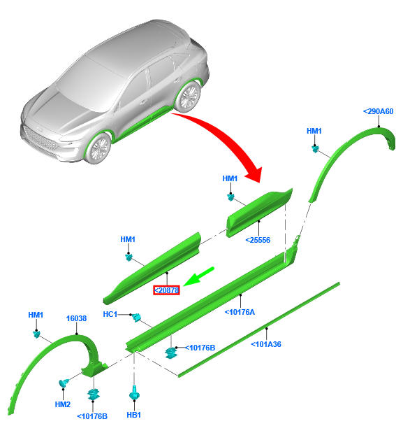 FORD KUGA MK3 Front Left Door Molding 2470150 LV4B-S20849-CEPRAA  