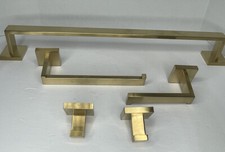 VELIMAX Premium Stainless 5 Pc Bathroom Hardware Accessories Set Brushed Gold