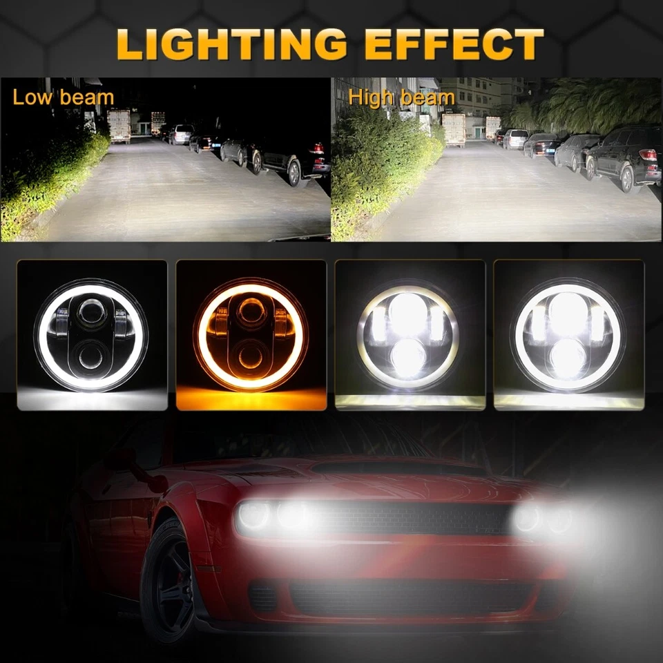 Faros LED redondos DOT 4 PIEZAS 5,75 5-3/4 para Buick Electra GS 350 400 455 Foto 3 de 4