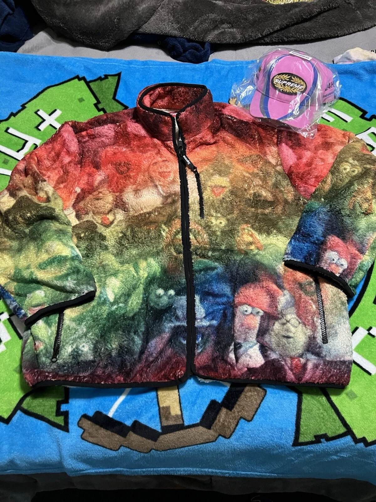 ?Veste polaire zippée suprême Les Muppets ! Chapeau neuf et rose neuf/DS?