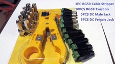 CCTV Coax Cable Kit, 10x BNC, 10x DC Power Connector and 1x RG59 Cable Stripper