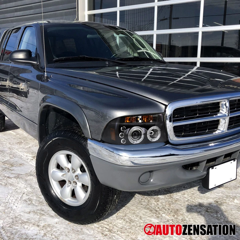 Fit 1997-2004 Dodge Dakota 1998-2003 Durango Black LED Halo Projector Headlights Foto 2 de 4