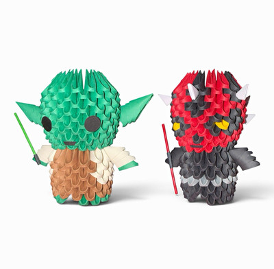 3D Origami Yoda & Darth Maul Duo Set Handarbeit Star Wars Figuren