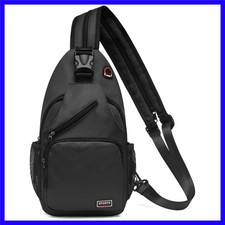 Lightweight Anti-Theft Crossbody Sling Bag for Outdoor Travel - Black