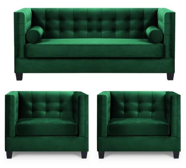 Sofagarnitur Couch Samt Polster Couchen Komplett Set Garnituren Wohnzimmer GrüN-image