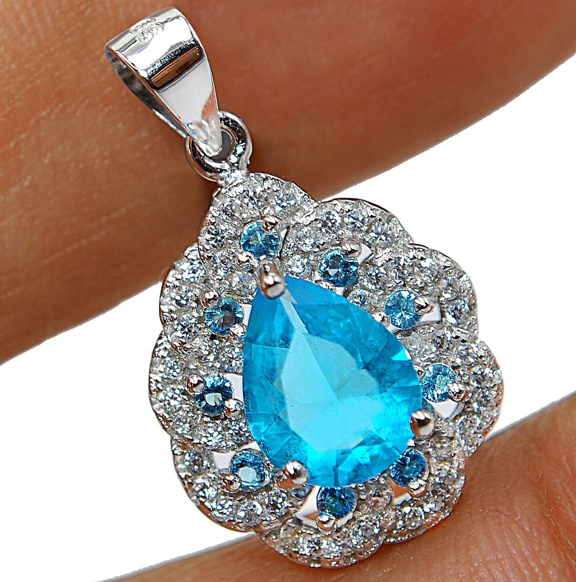3CT Heat Treated Aquamarine 925 Solid Sterling Silver Pendant Jewelry CP3-1