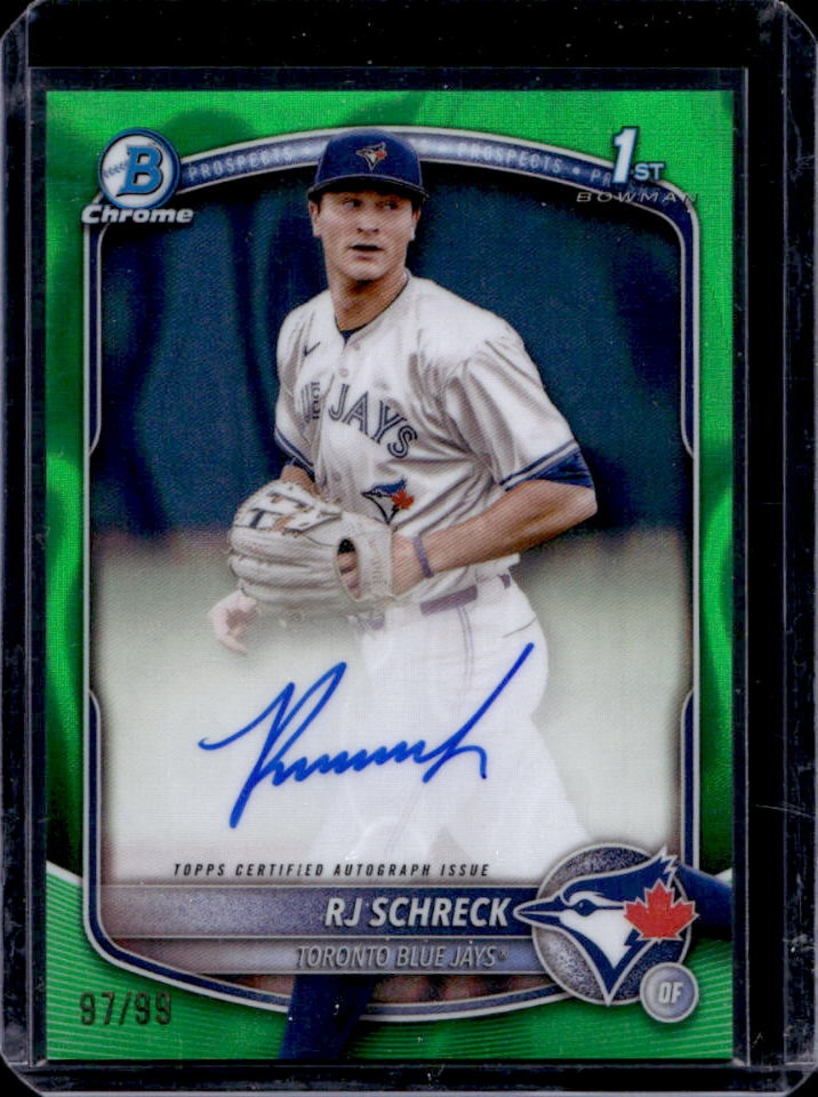 2025 Bowman Chrome RJ Schreck Auto Green Lava Refractor 1st #87/99