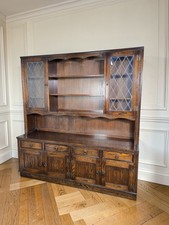 Jaycee Old Charm Style Oak Dresser Sideboard Leaded Glass Display Cabinet ~Deliv