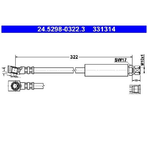 2X Bremsschlauch Vorne FüR Saab 9-3 YS3D 2.0 2.2 2.3 98 Bis 03 ATE 562345 Teil-image