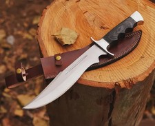 15 Custom Handmade Stainless Steel Dull Polish Bowie knife With leather Sheath