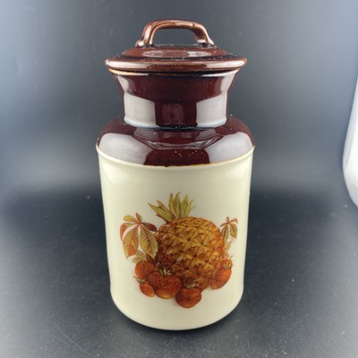 Vintage McCoy 251 Jug Pineapple  Strawberry Crock w/ Lid Jar Pottery USA 7''