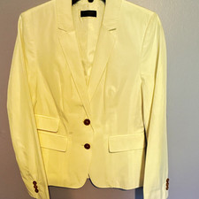 Exquisite Women  s White Cotton Blend Lined 2-Button Short Blazer EU 36
