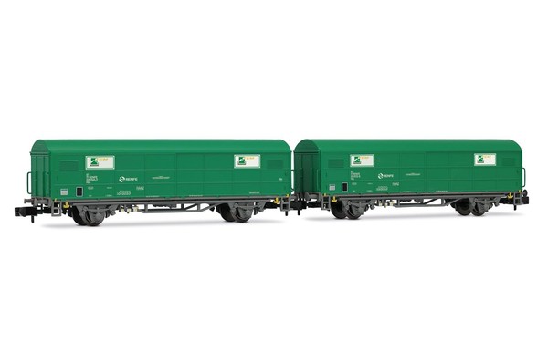 Arnold HN6703 Renfe, 2 Unit Set JPD Wagon, TEM Green Livery, Ep. V Freight Wagon-image