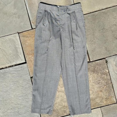 Neo-Vintage 90s Grey Black Knit Pattern Pleated Pants