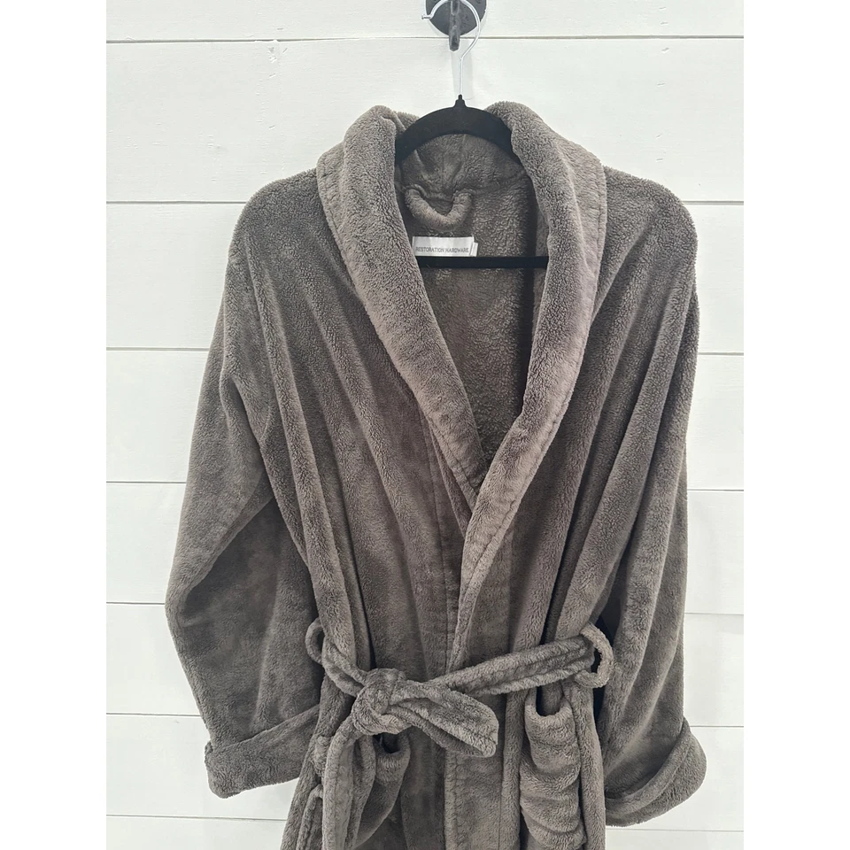 Restauración Hardware Unisex Grafito Cinturón Lujo Felpa Bata de Baño Salón Acogedora L Foto 2 de 4