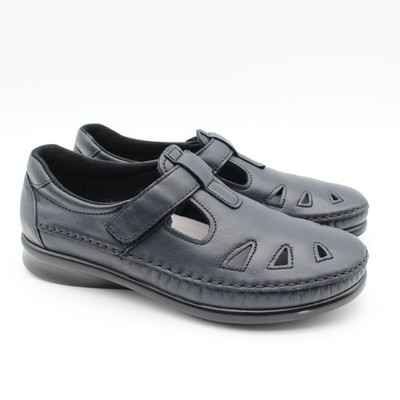 Sas Roamer Womens Size 7.5M Navy Blue Leather Slip On Loafers Shoes
