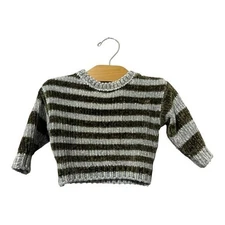 Rylee + Cru Chenille Stripe Sweater 3-6 Months Green Blue