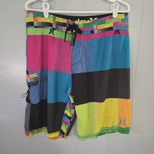 Hurley Phantom Board Shorts Mens 34 Multicolor Block Swim Trunks MBS04P60KRP
