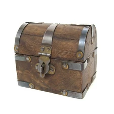 Mini Pirate Treasure Chest - 3 Inches - Rustic Distressed Small Wood Gift Box